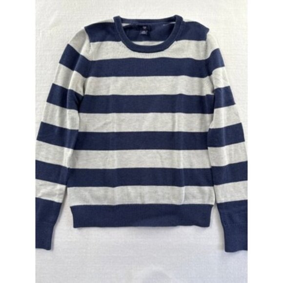 Gap Womens Striped Sweater XS Cotton/Nylon Blend Blue & Gray - Picture 1 of 4
